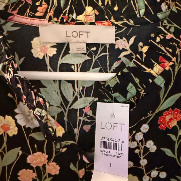LOFT Black Floral Print Dress - Picture 2 of 4